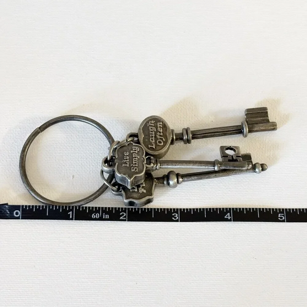 Skeleton Key Ring Accent Wall Hanging Phrases Live Love Laugh Pewter